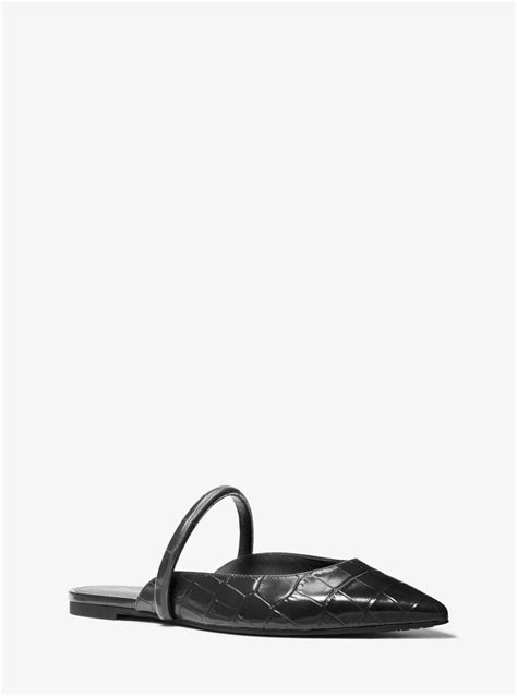 michael michael kors jessa flex crocodile embossed leather mule|Jessa Flex Crocodile Embossed Leather Kitten Mule .